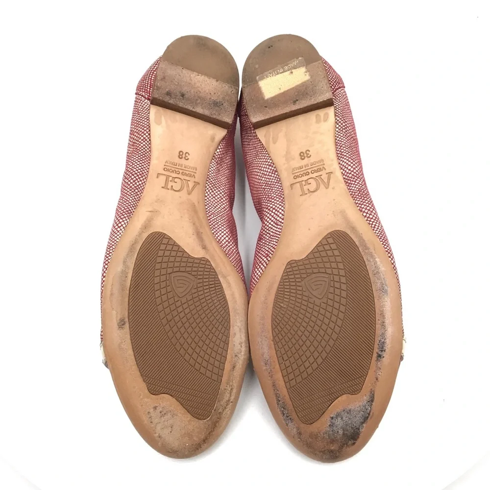 AGL Atillio Giusti Leombruni red leather patent flats EU 38